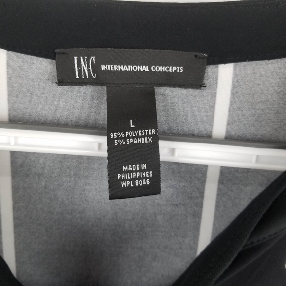 NWT I.N.C. International Concepts Jacquard Lace‑up Pullover Top Black Large - Picture 5 of 6